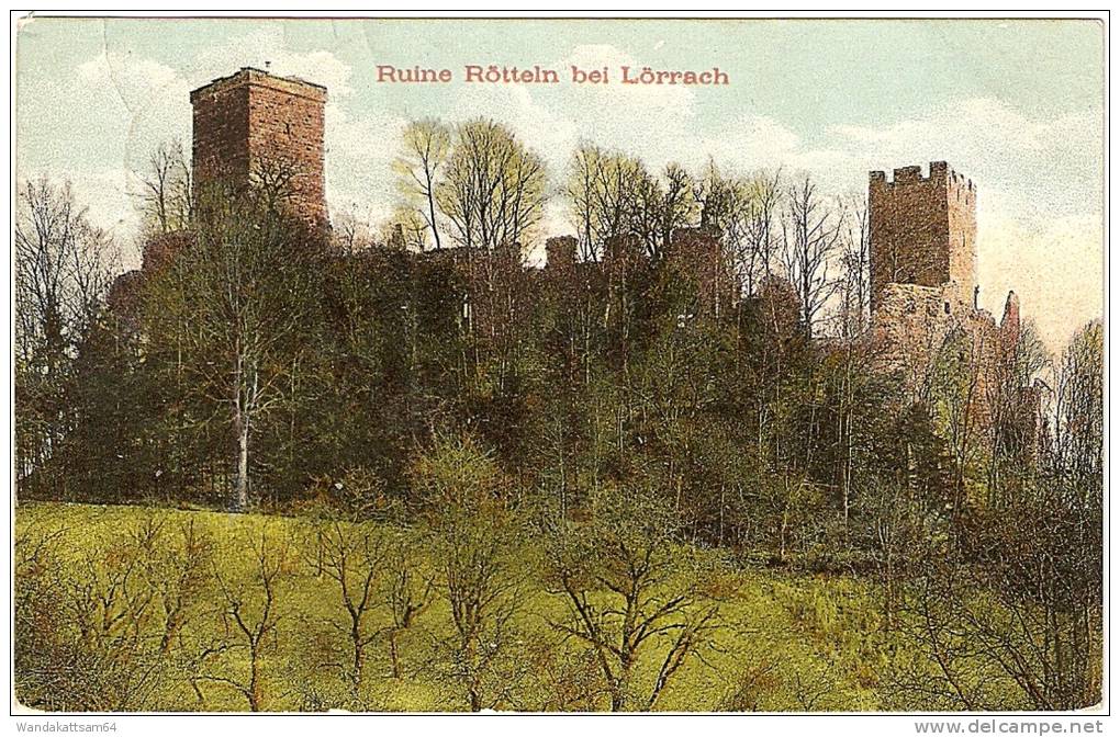 AK 25976 Ruine Rötteln Bei Lörrach 22. Briefmarke Entfernt Nach Lausnne Schweiz G. Metz Basel - Loerrach