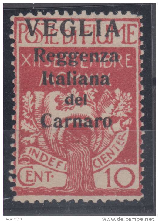 Italy Fiume Island Krk "Veglia Reggenza Italiana Del Carnaro" 10C Mi#29I 1920 MH * - Fiume & Kupa