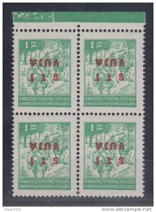 Italy Trieste Zone B STT Vuja 1 Din Inverted Overprint Block Of Four 1953 MNH ** - Ungebraucht