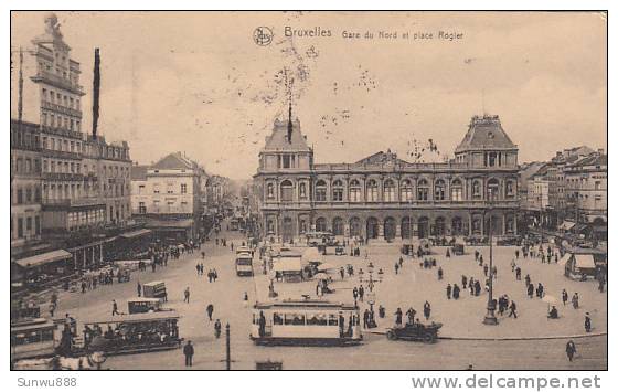 Bruxelles - Gare Du Nord Et Place Rogier (top Animation, Tramway, Automobile) - Bruselas (Ciudad)