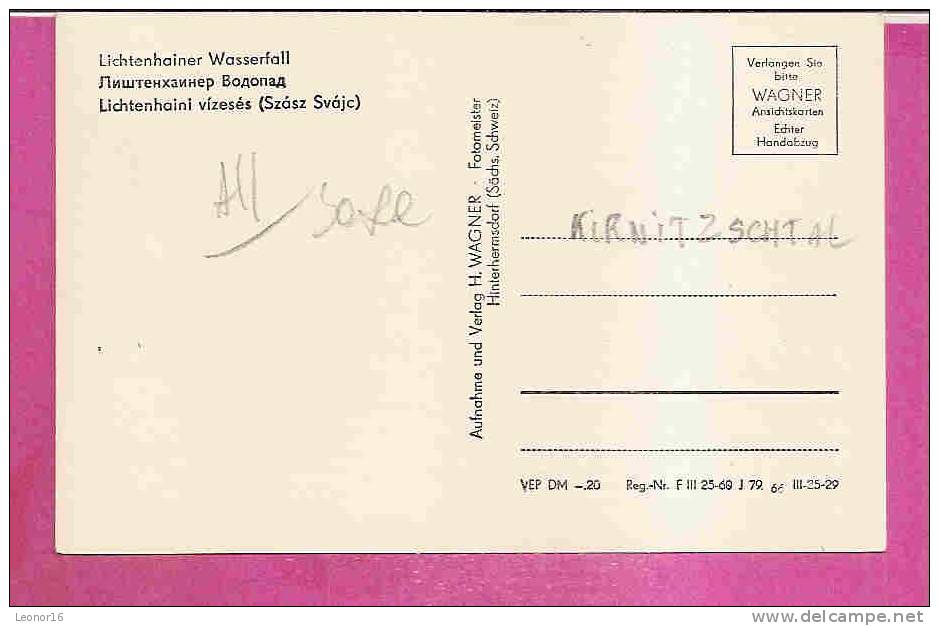 KIRNITZSCHTAL   -   ** LICHTENHAINER WASSERFALL IN 1966 **   -   Verlag : H. WAGNER Aus HINTERHERMSDORF  N°25 29 - Kirnitzschtal