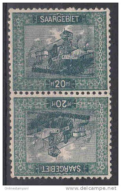 Saar: Mi 55 Kehrdruckpaar MH/* - Unused Stamps