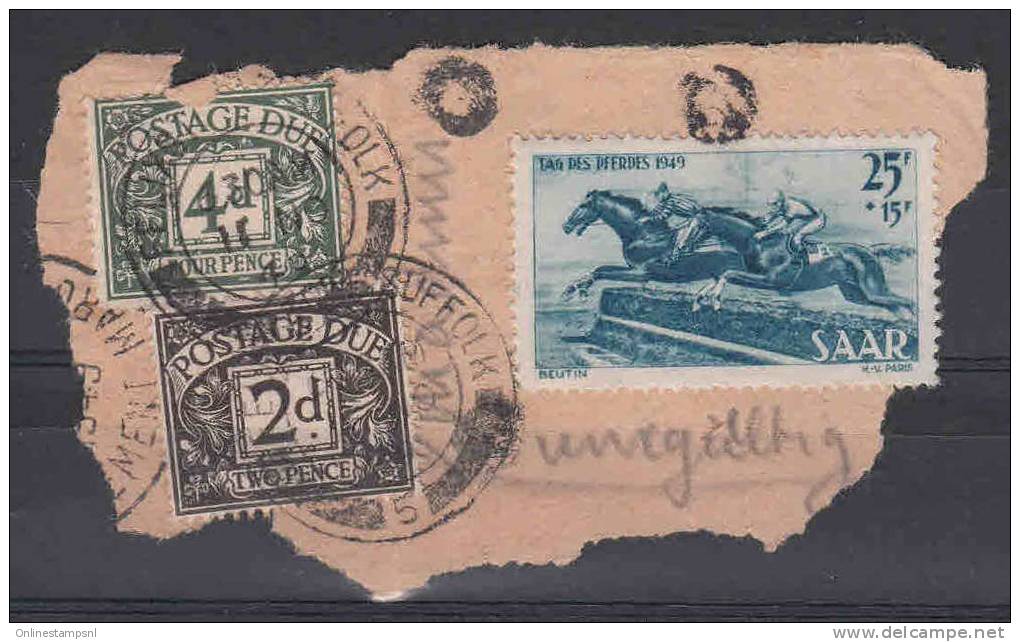 Saar: Mi 266 Used With English Postage Due Stamps - Usados