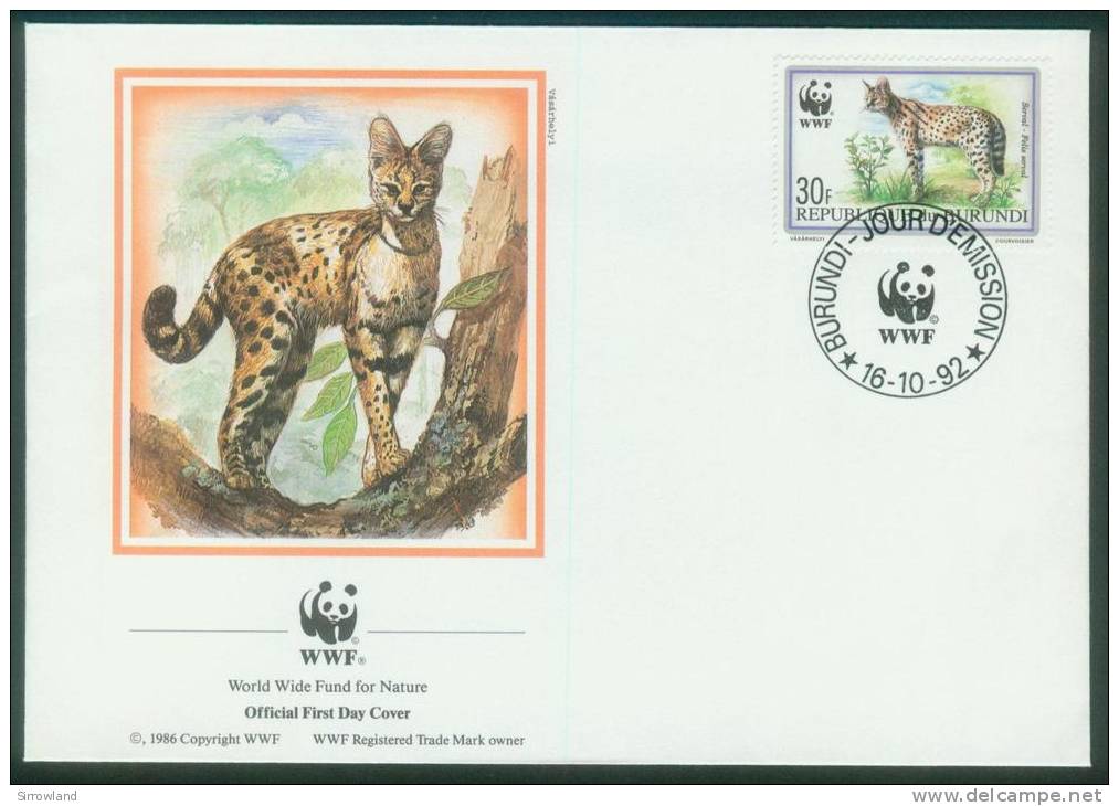 Burundi  1992  WWF - Serval  (4 FDC  Kpl. )  Mi: 1758-61 (12,00 EUR) - Oblitérés