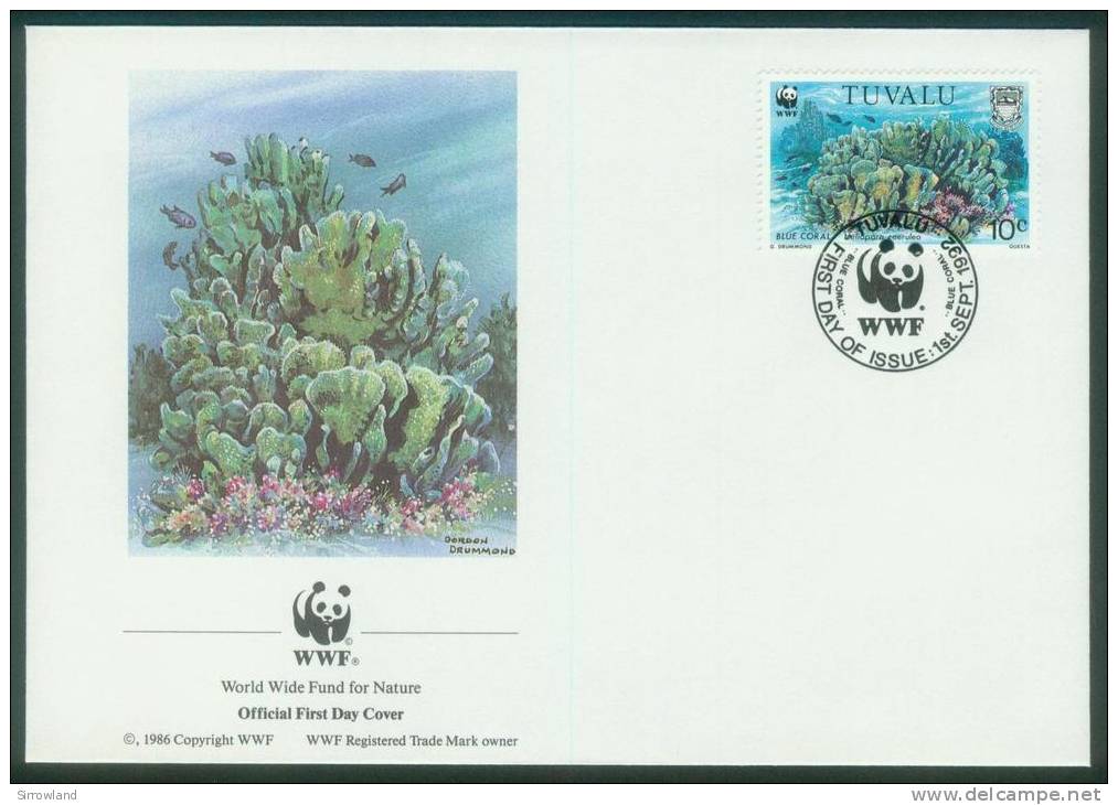 Tuvalu  1992  WWF - Blaue Koralle  (4 FDC  Kpl. )  Mi: 638-41 (10,00 EUR) - Tuvalu