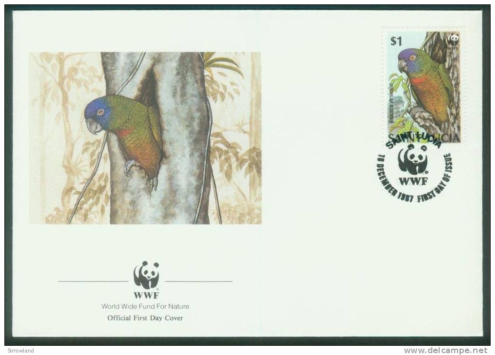 St. Lucia  1987  WWF - Blaumaskenamazone  (4 FDC  Kpl. )  Mi: 909-12 (10,00 EUR) - St.Lucia (1979-...)