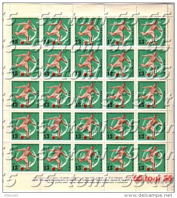 1962 Sport  FOOTBALL World  Coup – CHILLE  2  Sheet Of 25 V.perf.+impefr. – MNH Bulgaria  / Bulgarie** - 1962 – Cile
