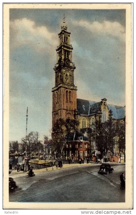 Amsterdam Westertoren, Gelopen 1956? Ingekleurde Fotokaart - Amsterdam