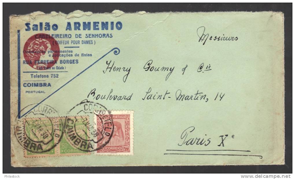 PORTUGAL 1938 N° Usages Courants Obl. S/Lettre - Storia Postale