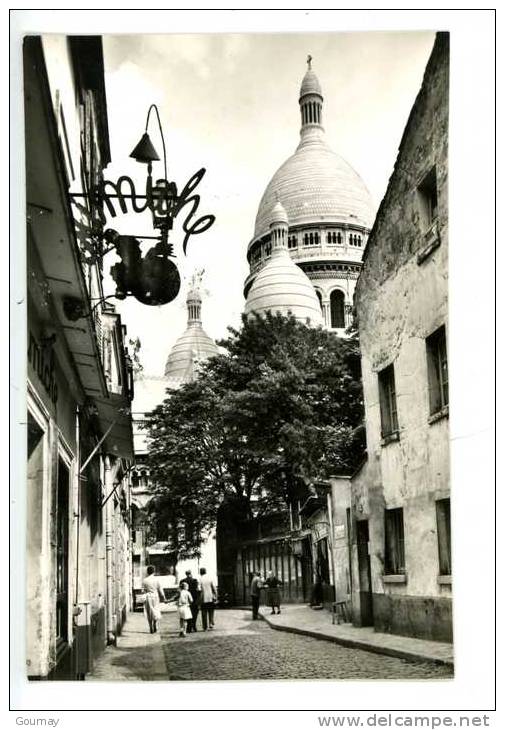 Paris Sacré Coeur - Montmartre Rue Du Chevalier De La Barre - Animée Noir Et Blanc Enseigne Métal "Mimiche - Sacré Coeur