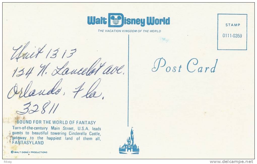 Walt Disney World    Turn-of-thecentury Main Streety And Cinderella Castle.  A-183 - Disneyworld
