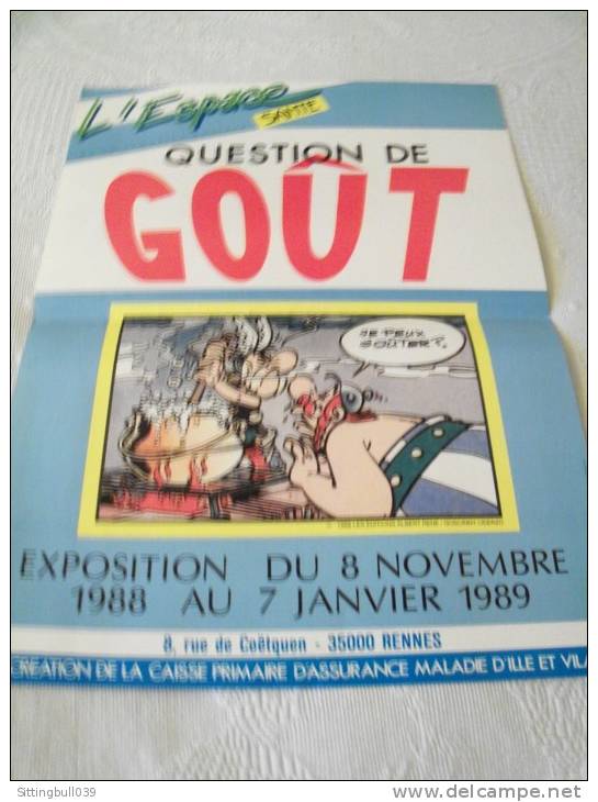 Astérix. Question De Goût. RARE Affichette PUB De L'Expo.L'Espace Santé De La Sécurité Sociale.1989 - Afiches & Offsets