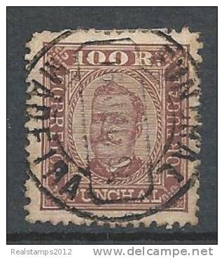 FUNCHAL (Madeira) - 1892-1893,  D. Carlos I. Tipos Portugal C/ Legenda "FUNCHAL"  100 R.  D. 12 3/4  (o)  MUNDIFIL  Nº 9 - Funchal