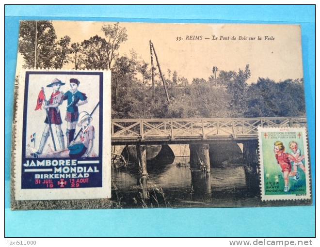 REIMS   Le Pont  En Bois Sur La Vesle  En 1933 (carte Ancienne) - Reims