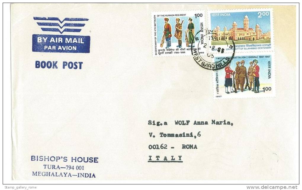 LETTERA VIAGGIATA  INDIA  - ANNO 1987 - VERSO ITALIA - Storia Postale