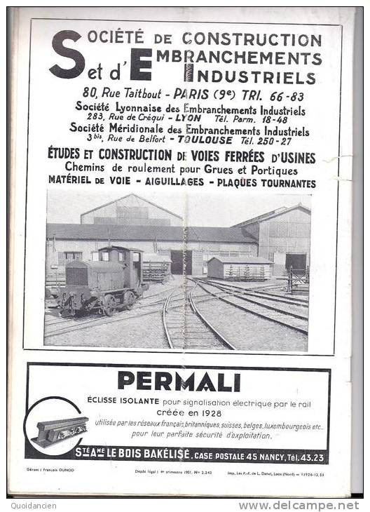 Revue Générale Des Chemins De Fer  12/1951  -  FERRY  BOAT  "  St  GERMAIN  "  Avec Dépliant Et Légende  - - Trains