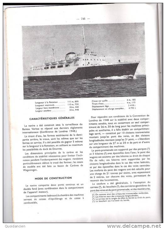 Revue Générale Des Chemins De Fer  12/1951  -  FERRY  BOAT  "  St  GERMAIN  "  Avec Dépliant Et Légende  - - Trains