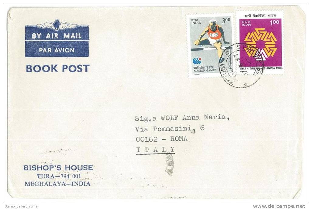 LETTERA VIAGGIATA  INDIA   - ANNO 1987 - VERSO ITALIA - Storia Postale