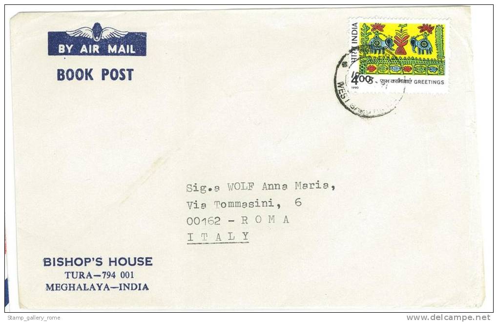 LETTERA VIAGGIATA  INDIA  - ANNO 1990 - VERSO ITALIA - Storia Postale