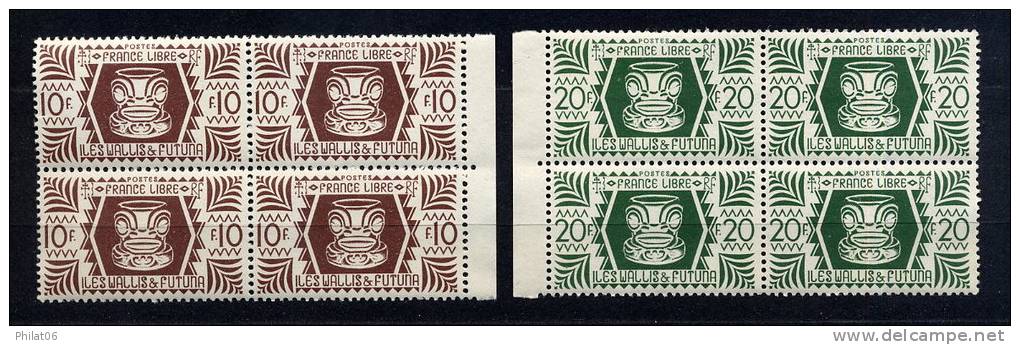 Wallis Et Futuna YT N° 133 à 146 Sèrie De Londres Bloc De 4 ** (Mud) - Unused Stamps