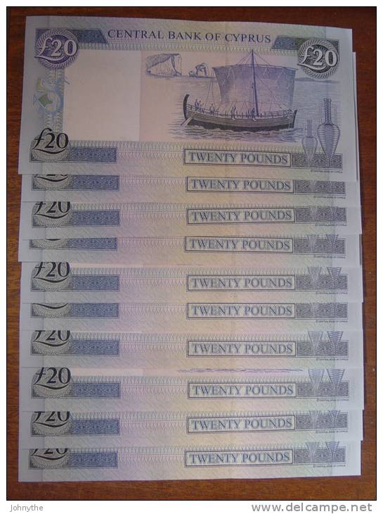 Cyprus 2004 10 Consecutive 20 Pounds  UNC - Cyprus