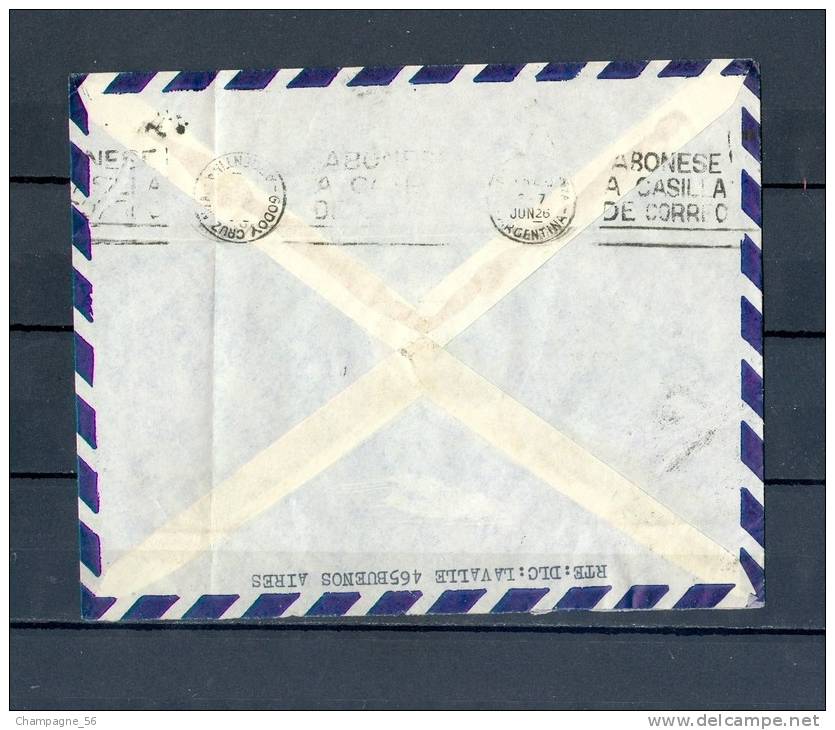 1958  VIA  AÉRÉ A BUENOSAIRE 24  J  1958 CACHET AVION  POUR MENDOZA  ( VUE DOS CACHET GODOY CRUZ - Storia Postale