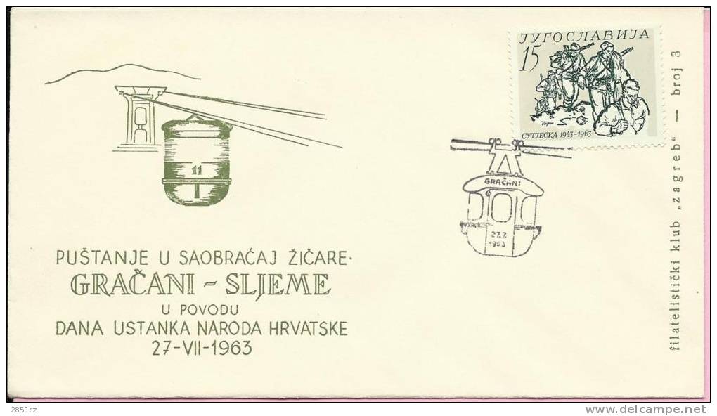 OPENING OF ROPEWAY GRA&#268;ANI - SLJEME, Gra&#269;ani, 27.7.1963., Yugoslavia, Cover - Altri & Non Classificati