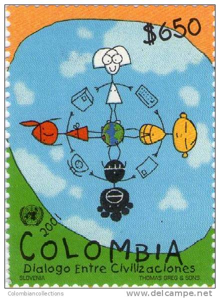 Lote 44h1, Colombia, 2001, Dialogo De Las Naciones, Dialogue Among Civilizations, Stamp - Colombia