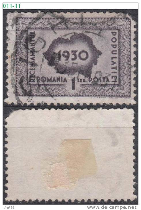 ROMANIA, 1930, First Census In Romania, Sc./ Mi.: 380 / 393 - Gebraucht
