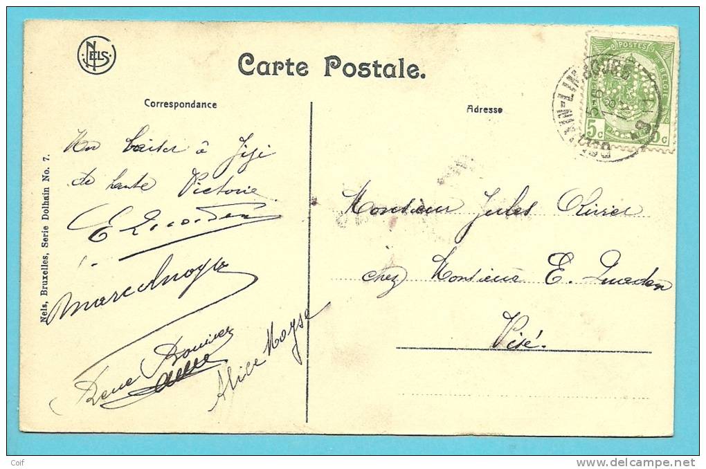 83 Op Kaart Met Stempel DOLHAIN-LIMBOURG , Zegel Met Firmaperforatie C.C.N. (perfin) - 1909-34