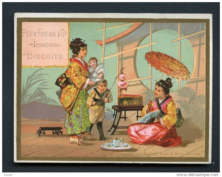 London, Biscuits PeakFrean & Co.  Chromo Calendrier 1883, Thème Japon, Cérémonie Du Thé - Andere & Zonder Classificatie