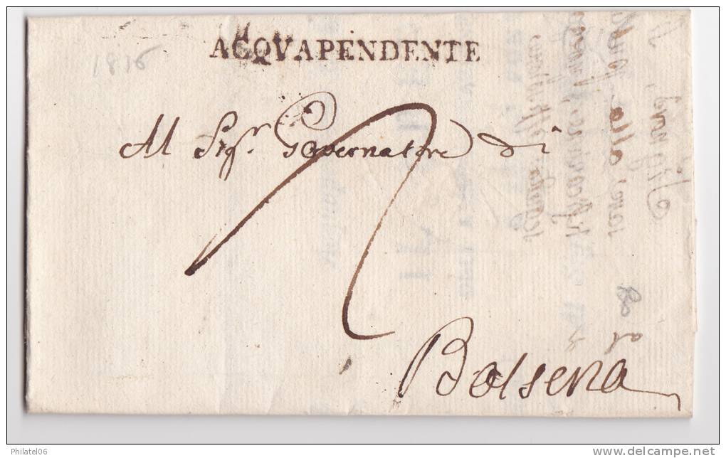 ACQAPENDENTE ITALIE AVEC CORRESPONDANCE 1816 - 1. ...-1850 Prefilatelia