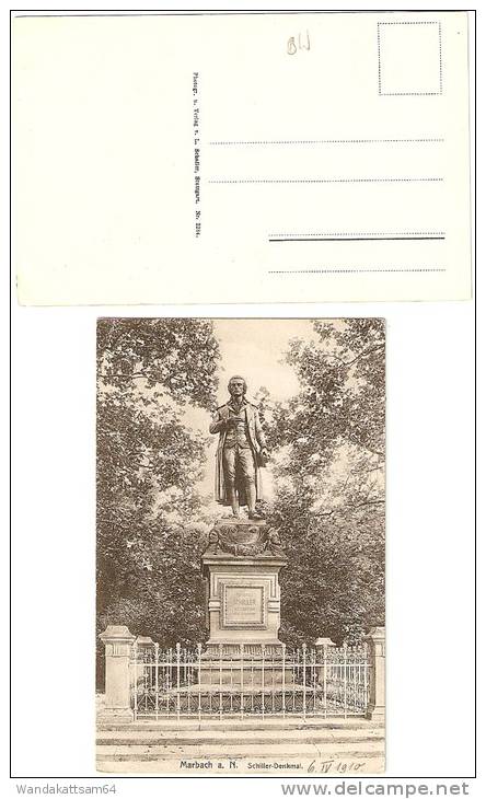 AK Marbach A. N. Schiller-Denkmal 6.IV.1910 Photogr. U. Verlag V. L. Schaller, Stuttgart. Nr. 2284. - Marbach