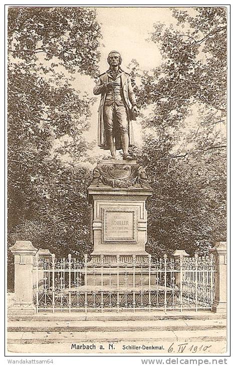 AK Marbach A. N. Schiller-Denkmal 6.IV.1910 Photogr. U. Verlag V. L. Schaller, Stuttgart. Nr. 2284. - Marbach