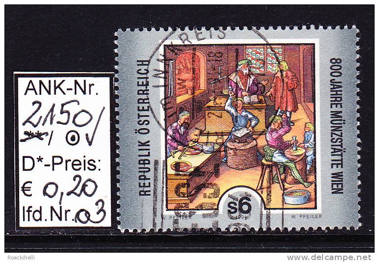 18.2.1994 -  SM  "800 Jahre Münzstätte Wien"  -  O  Gestempelt - Siehe Scan  (2150o 01-06) - Used Stamps