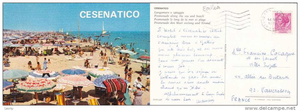 CPSM 10X15 De CESENATICO - Promenade Le Long De La Mer Et Plage - 1970 - Cesena
