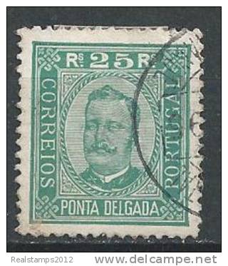 PONTA DELGADA (Açores) - 1892-1893  D. Carlos I. C/ Leg. «P. DELGADA»  25 R. P. Porc.  D.12 3/4  (o)  MUNDIFIL   Nº5 - Ponta Delgada