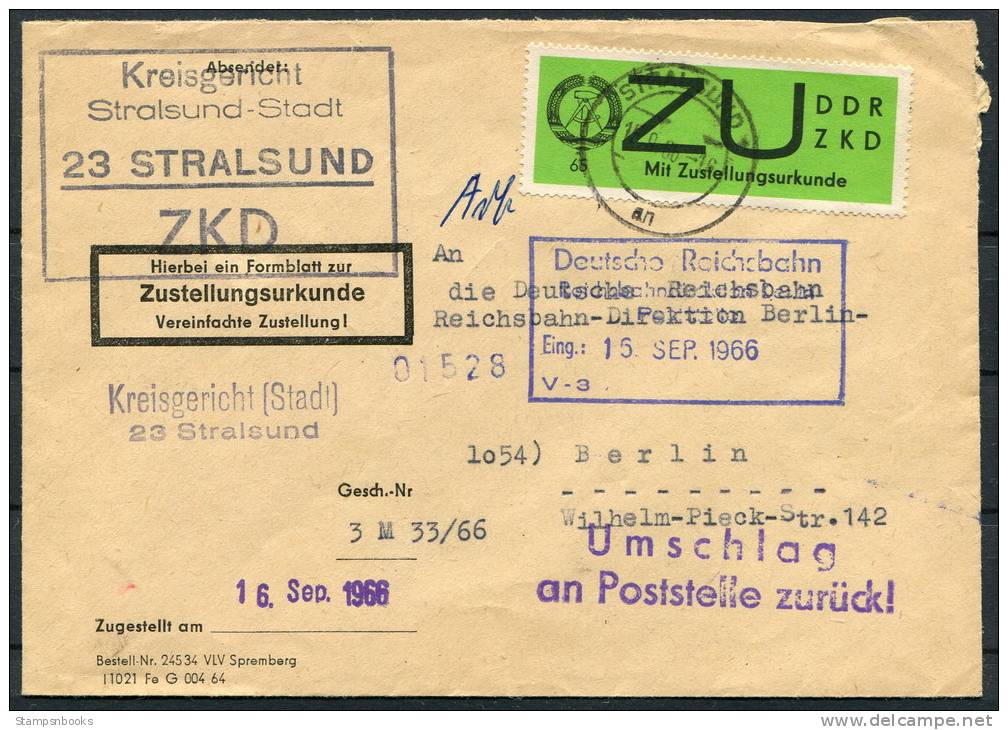 1966 DDR ZKD ZU 2 Stralsund Kreisgericht Dienstmarken Briefe - Sonstige & Ohne Zuordnung