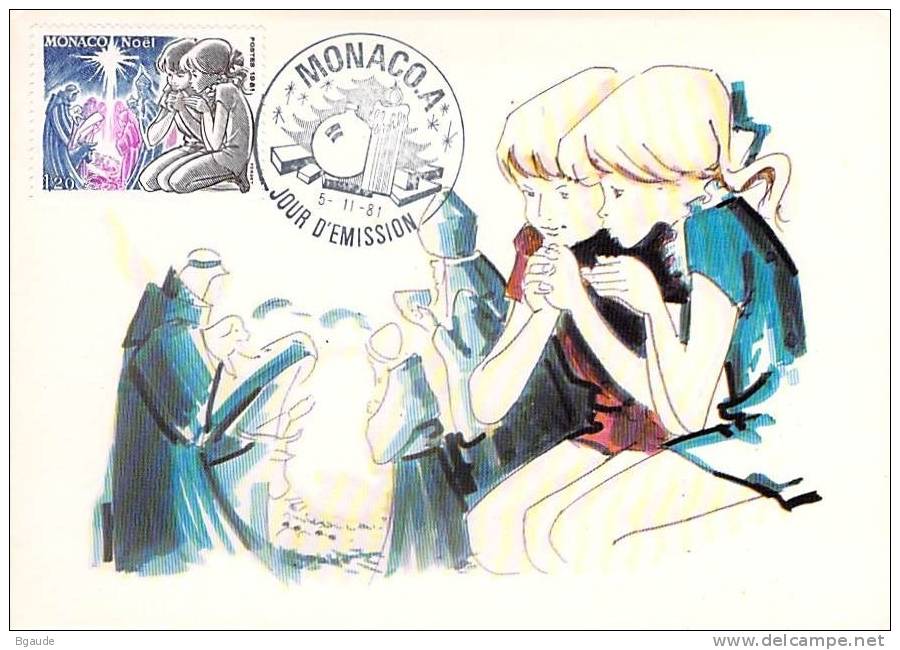 MONACO CARTE MAXIMUM  NUM.YVERT  1299 NOEL - Cartoline Maximum