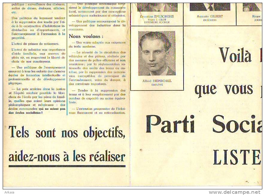 Journal = Elections Communales De 1958 - Feuille électorale De Gilly N° 1 Du P.S.C. - 1950 à Nos Jours