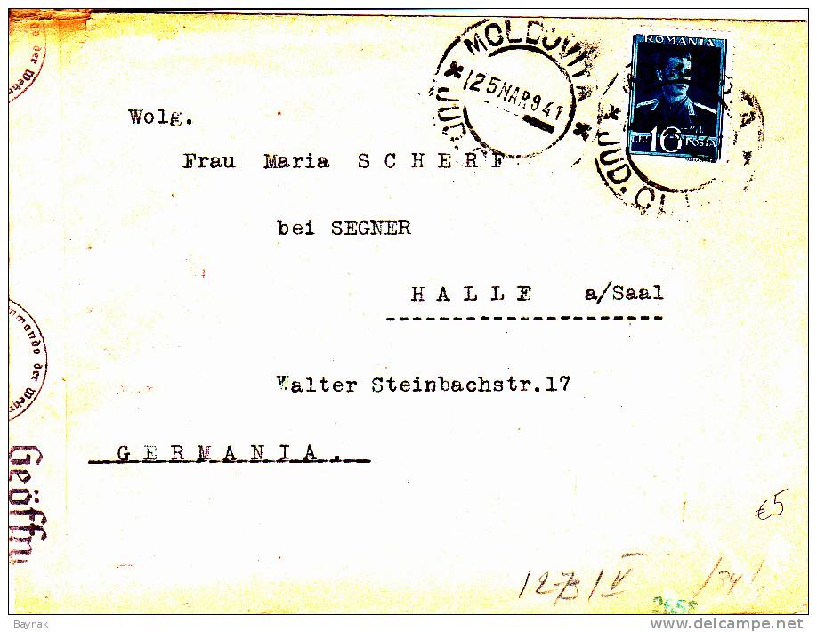 BRIEF 1941  -   WERMACHT ZENSUR  -  MOLDOVITA - 2. Weltkrieg (Briefe)