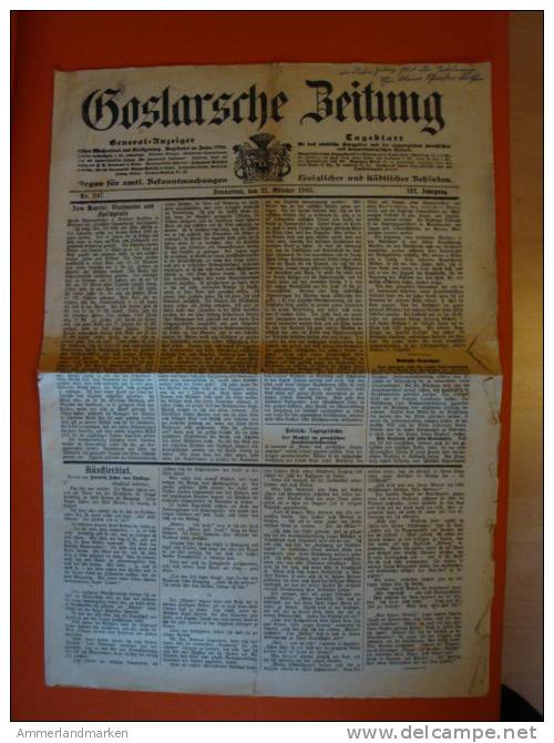 Goslarsche Zeitung, 21.10.1905 ! - Sonstige & Ohne Zuordnung