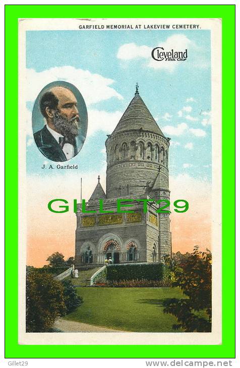 CLEVELAND, OHIO - J. A. GARFIELD MEMORIAL AT LAKEVIEW CEMETERY - TRAVEL IN 1924 - BRAUN POSTCARD CO - - Cleveland