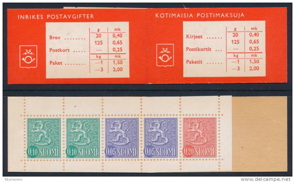 FINLAND/Finnland 1968 Coat Of Arms Lion, Slot Machine Booklet HA4** - Postzegelboekjes