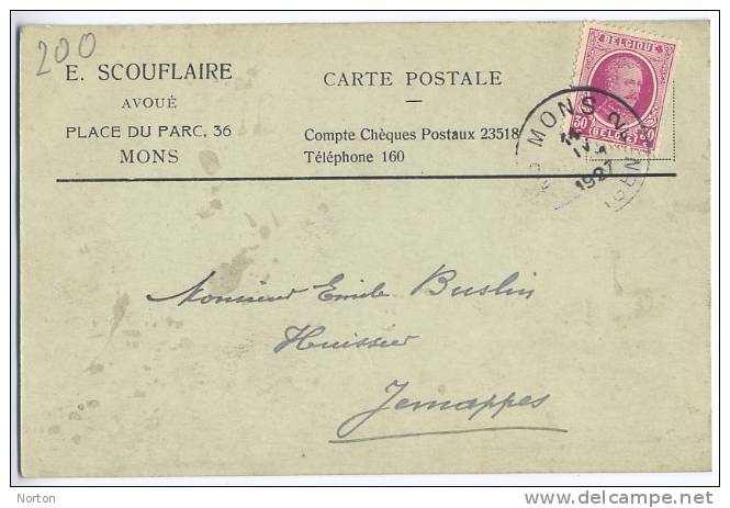 Belgique : 200  Sur CP Mons 1927 - 1922-1927 Houyoux