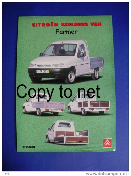 PORTUGUESE EDITION CITROEN BERLINGO VAN FARMER SINGLE PAGE CATALOGUE CAR VOITURE EDITION PORTUGAISE - Cars