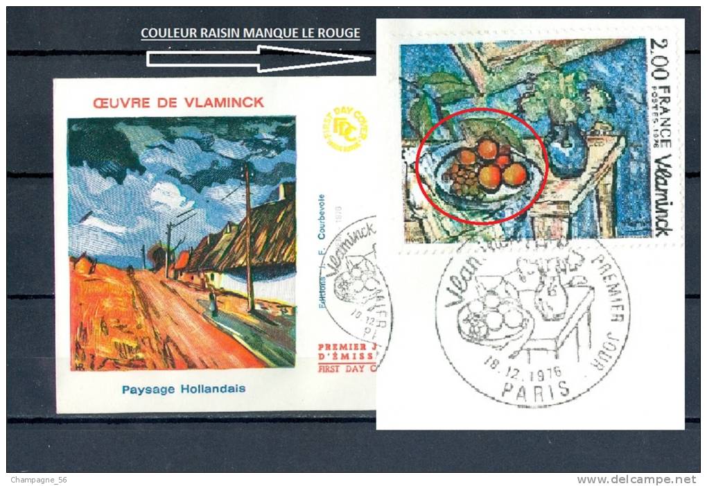 VARIÉTÉS FRANCE PREMIER JOUR   OEUVRE DE VLAMINCK 18 . 12 . 1976 PARIS - Cartas & Documentos