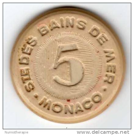 Jeton De Casino : Sté Des Bains De Mer Monaco : 5 (francs) : Plastique - Casino