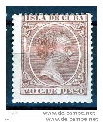 CUBA, 1894 ALFONSO XIII  20 CTS, VALORES PRINCIPALES - Cuba (1874-1898)