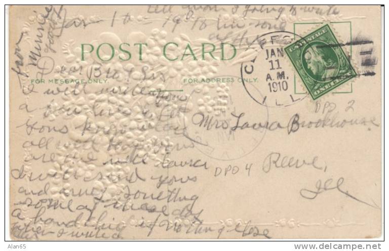 Reeve IL Illinois DPO-4 &amp; Clifford IL DPO-2 Doane Postmark Cancel On 1910 Vintage Postcard - Postal History